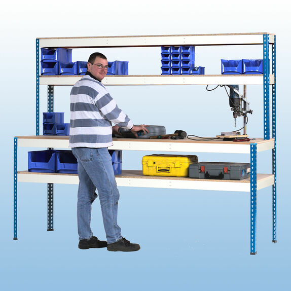 MP11 / MP12 Werkbänke mit Regalaufsatz inkl. MDF-Platten MP11 / MP12 Werkbänke mit Regalaufsatz inkl. MDF-Platten